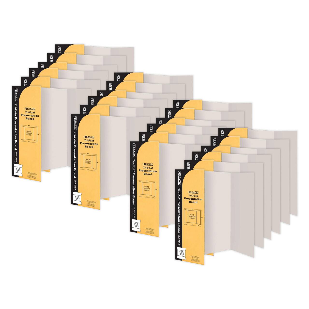 BAZIC Products® 36" x 48" White Tri-Fold Corrugated Presentation Boards, 24ct.